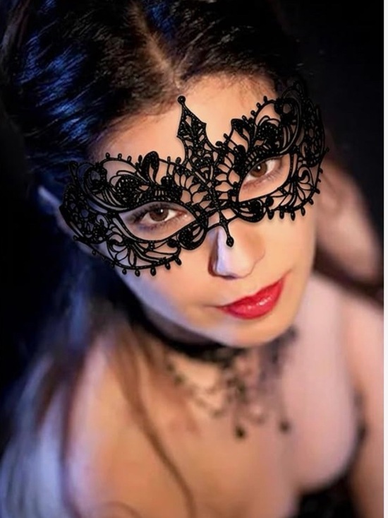 Mordarli Accessories - Black Lace Masquerade Eye Mask with Ribbon Ties